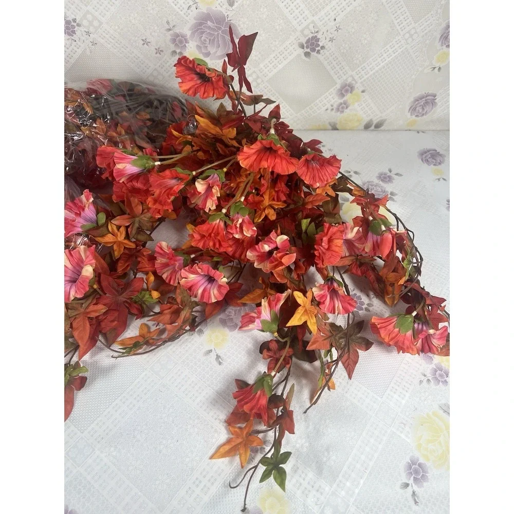 Artificial Hanging Flowers Plants for Outdoor Fall Decoration, 2PCS Faux Silk.